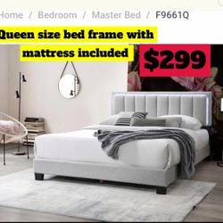 Queen Size Bed Frame With Pillow Top Mattress 