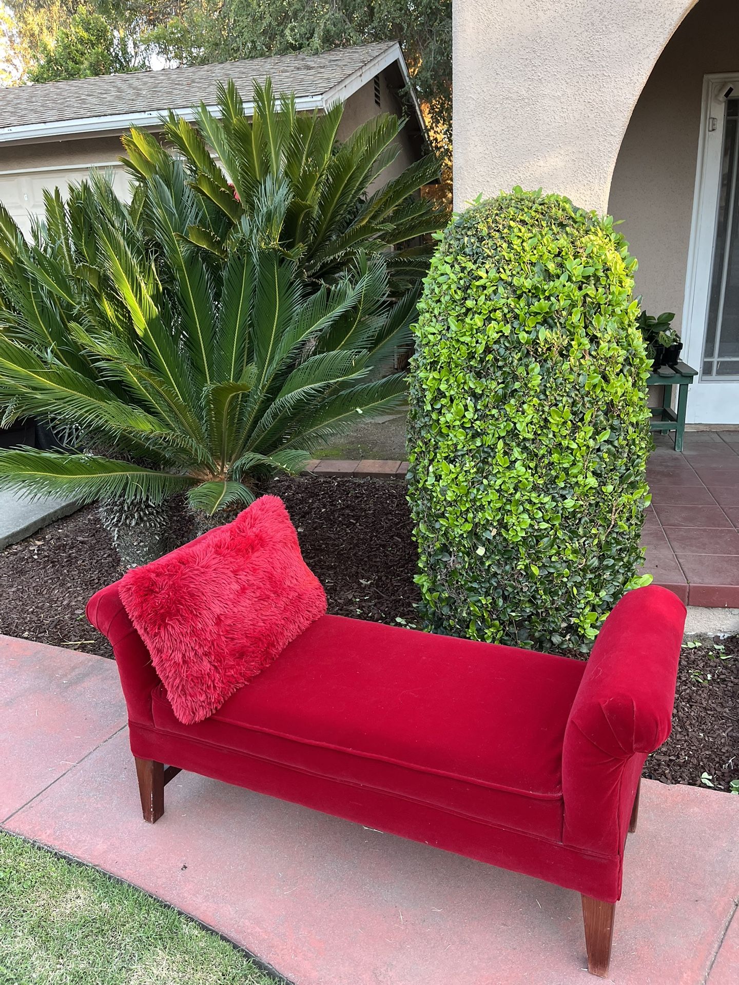 Red Velvet Bench/Chaise Lounge