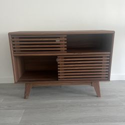 Brown wood console table 