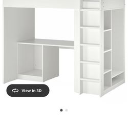  SMÅSTAD Loft bed frame Bunk Bed, desk and storage, white