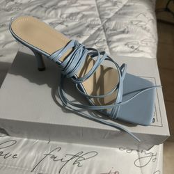 Baby Blue Wrap Up Heels 