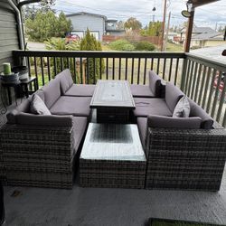 Patio Furniture Set with Fire Pit Table