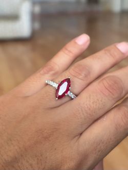 UGI Marquise-Cut 3ct Ruby Red Ring in STERLING Silver NWT Size 8