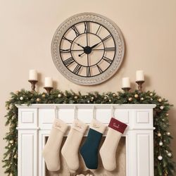 Wall Clock 30 Inch Decor, Farmhouse Wall Clocks Battery Operated Silent, Bamboo Large Clocks for Wall, Oversized Wall Clock for Living Room Bedroom, O