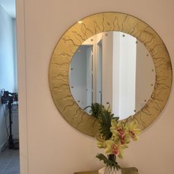 Golden Round Mirror 