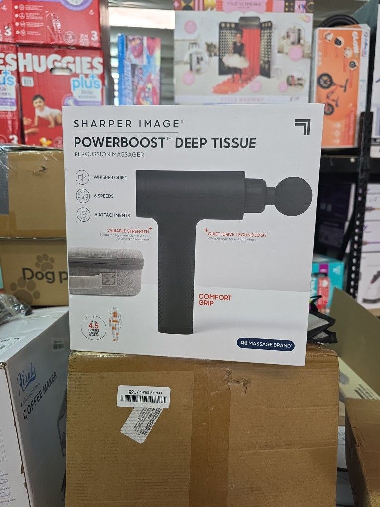 SHARPER IMAGE- POWERBOOST  DEEP TISSUE PERCUSSION MASSAGER 
