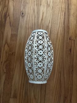 Vintage White cream Metal Filigree Candle Lantern