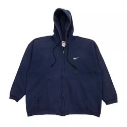 VINTAGE NIKE HOODIE MEDIUM M YOUTH BLUE SWEATSHIRT MINI SWOOSH TRAVIS SCOTT ZIP