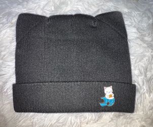 Cat Shaped Beanie with cat pin accessory