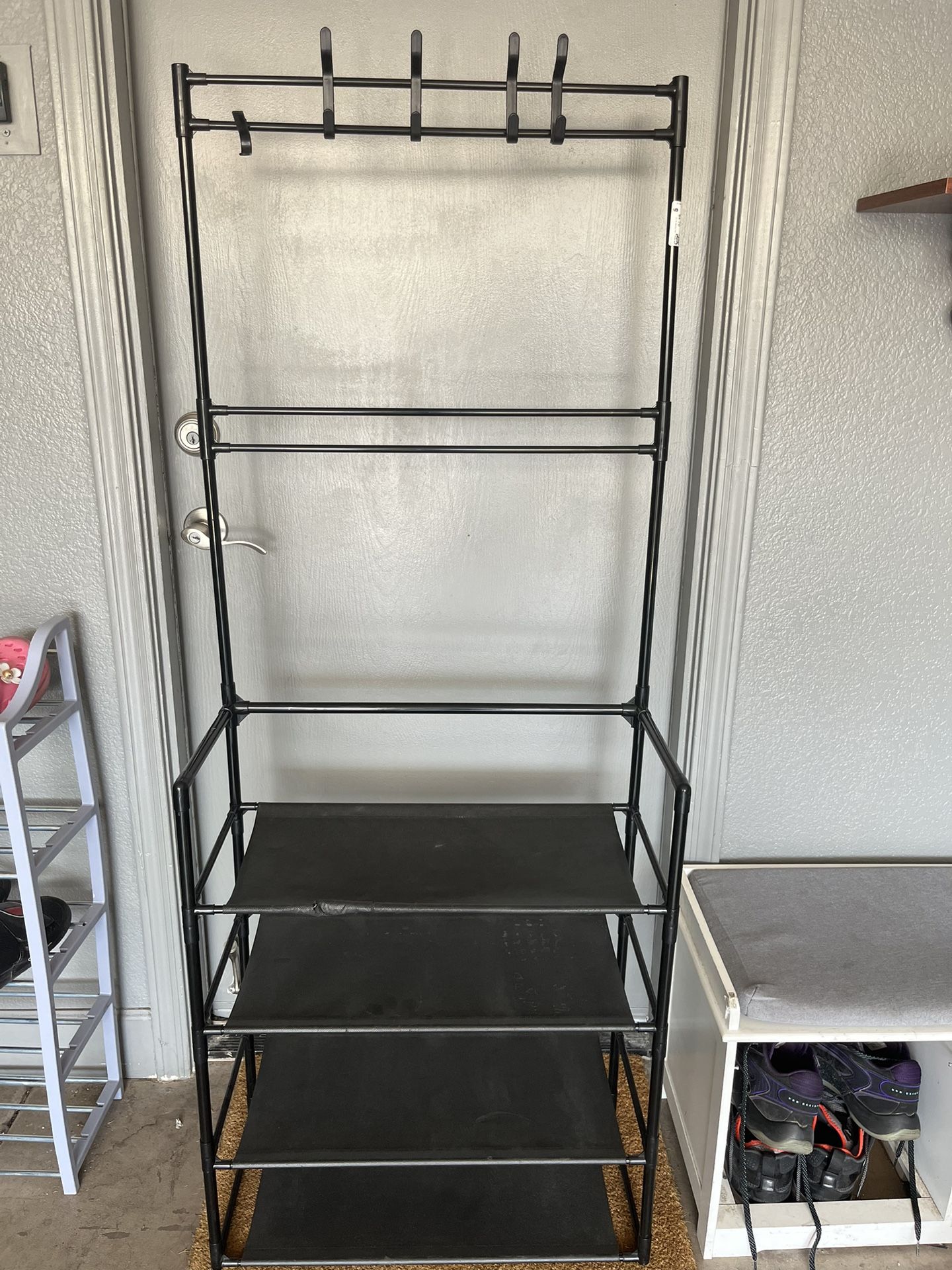 closet organizer / shoe rack with hooks-read description
