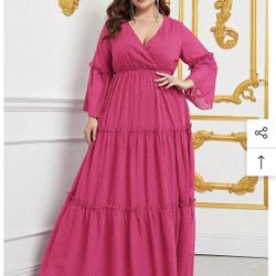 Pink Tiered Ruffled Maxi Dress Size 1x