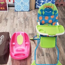 Baby Items, Graco Pac N Play, Cosco High Chair, Infant Tub