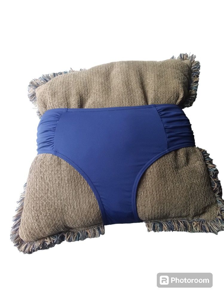 Tempt Me Women Navy Bikini Bottoms Mid Waist Ruched Bathing Suit Swimsuit