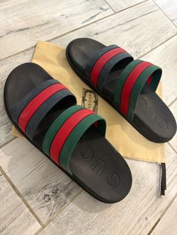 Gucci Web Stripe Rubber Slide Sandals