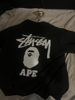 Black Stussy X Bape Shirt Size Medium