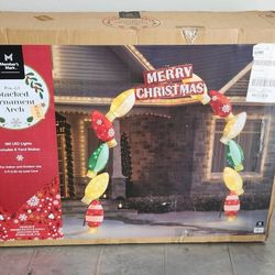 Member's Mark 8 ft Pre-Lit 160 LED Stacked Christmas Ornament Arch New in Sealed Box
