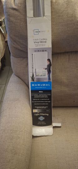 Mainstays 1-Inch Cordless Vinyl Blind 36x64 White