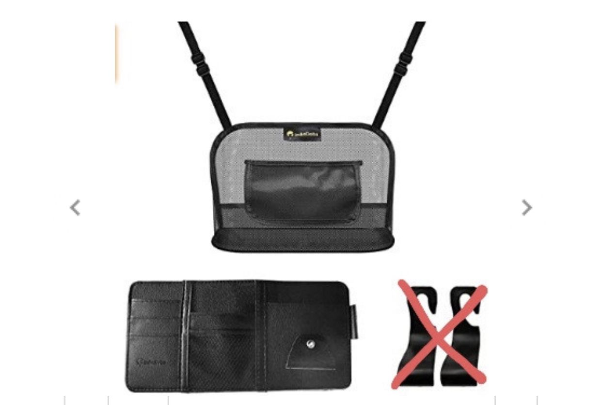 Car purse net holder and visor organizer