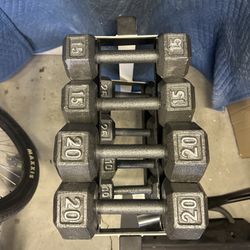 140 lb Hex Dumbbell Set with Rack – 10, 15, 20, 25 lb Pairs – Home Gym