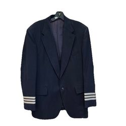 Vtg American Airlines Pilots First Officer Navy Uniform Jacket 43L See pho #1294
