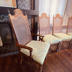 Vintage Wooden Dining  Set With Table Leaf For But Family 6 Chairs