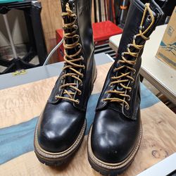 Vintage RED WING 7E BLACK LEATHER Wildland Firefighting Boots 699 rare