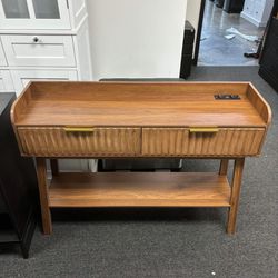 Entryway Table with Charging Station,2-Tier Console Tables with 2 Drawers Storage,Sofa Tables Narrow Long for Living Room(small damage)