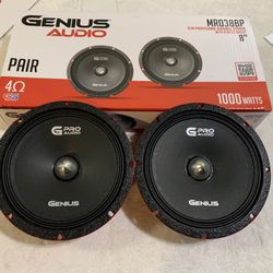 New Pair 8” Genius Audio Slim Bullet Midrange Speakers  Sold In Pairs $100 Per Pair 