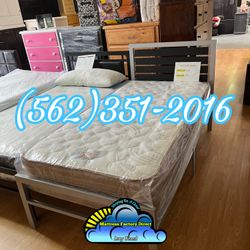 Gray With Black Metal Bed Frame Twin Size- Cama Base Individual Gris Con Negro 