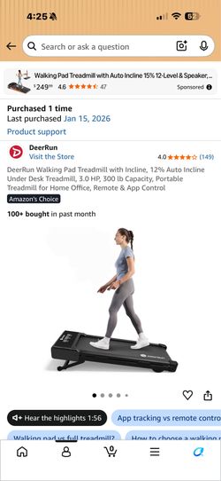 FOR SALE: DeerRun Walking Pad Treadmill with 12% Auto Incline