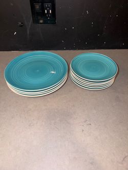10-Pc Turquoise Stoneware Plate Set (10.5” & 7.75")