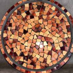 Orange Red Glass Mosaic 10.5” Plant Saucer