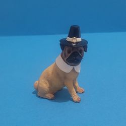 Danbury Mint the miniature figurine collection dog Pug Halloween, W/ Witch hat. 