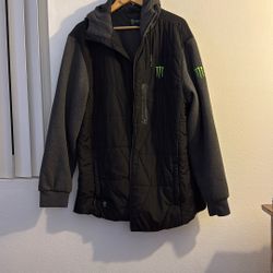 Monster Energy Jacket Hoodie Black And Dark Gray Color Size 2XL