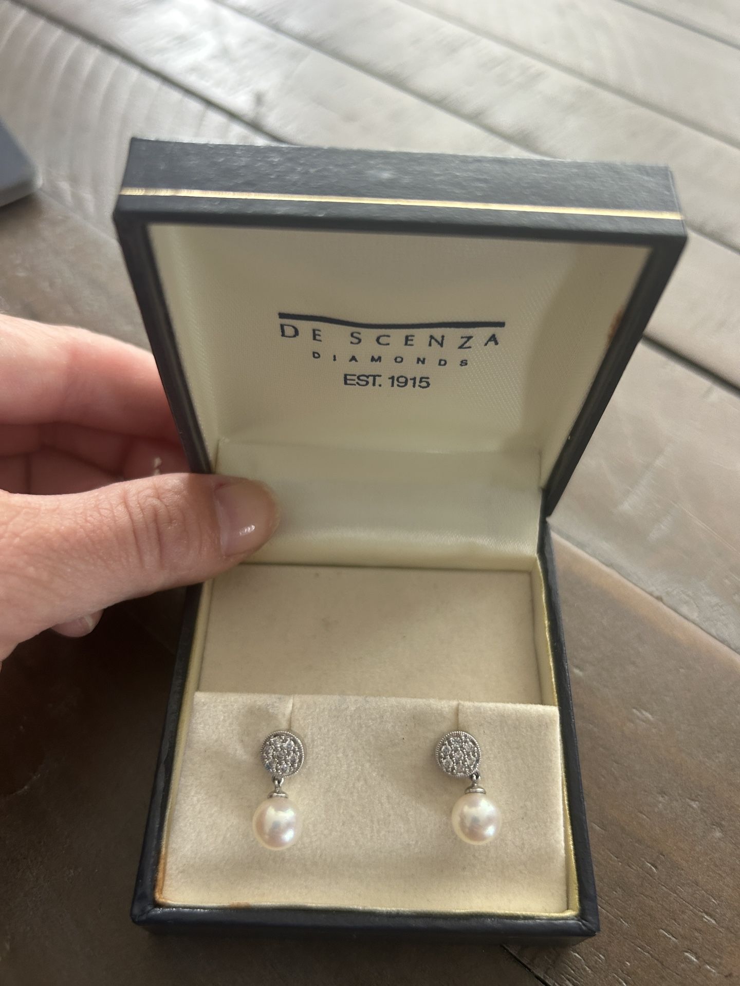 De Scenza Pearl And Diamond Earrings