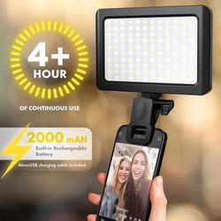 96 LED Phone Light, Selfie Light, Rechargeable Video Light with 5 Color 10 Adjustable Light Modes, Portable Light for Phone, Laptop, Makeup, TikTok, V