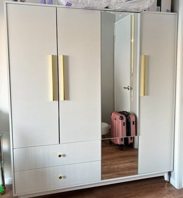 4-Door Wardrobe Closet with Mirror