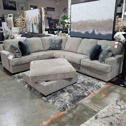 Financing Available, L Shaped Large Sectional, Stone Color, SKU#1056103LSOFA