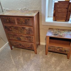 Unique Dresser And Side Table Set