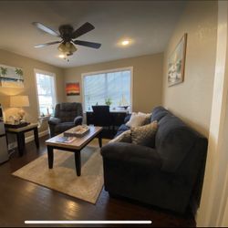 Blue Power Recliner and Standard Sofa 