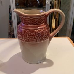 Longaberger USA American Crafts Original ACO Pottery Pitcher light paprika