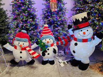 Set of 3 Light-Up Snowman Christmas Decorations