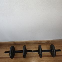 2 New 15 lb Dumbbells w/ Handles & Collars