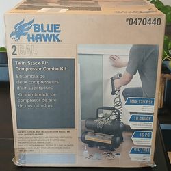 Blue Hawk Twin Stack Air Compressor Combo Kit