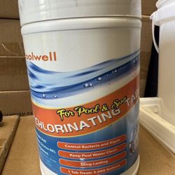 Chlorine Tablets 1 Inch 2 Lbs for Swimming Pools, Slow-Dissolving 1" Chlorinating Tablets Sanitizer for Spas and Hot Tubs, 2 Pounds