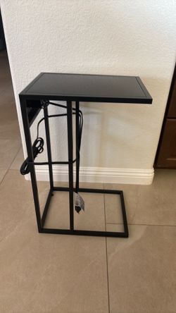 Black Side Table with Charger Plugs