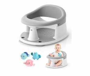 Baby Bath Seat for Babies 6 Months & Up, Bath Seats for Babies Sitting Up, 3 Baby Bath Toys, Open Design, Non-Slip, Compact Toddler Bath Seat.