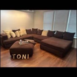 Three Piece Sectional and Reayln King Size Bedroom Set 