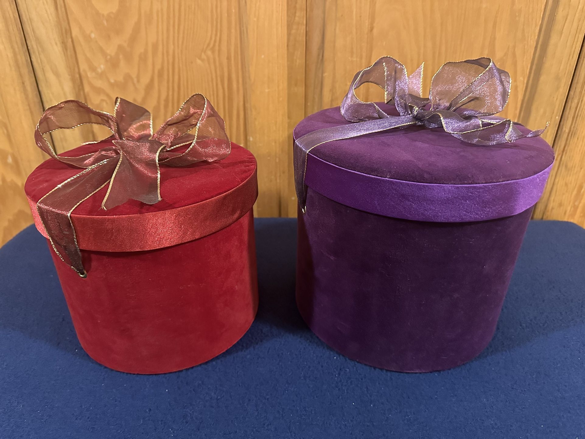 Beautiful Vintage Sturdy Velvet Boxes 4 Storage, Gifts, Hats, Etc…Pricing in Description 