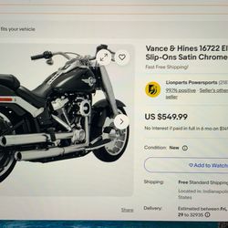 Vance and Hines Eliminator 300 Slip On Mufflers Satin Chrome